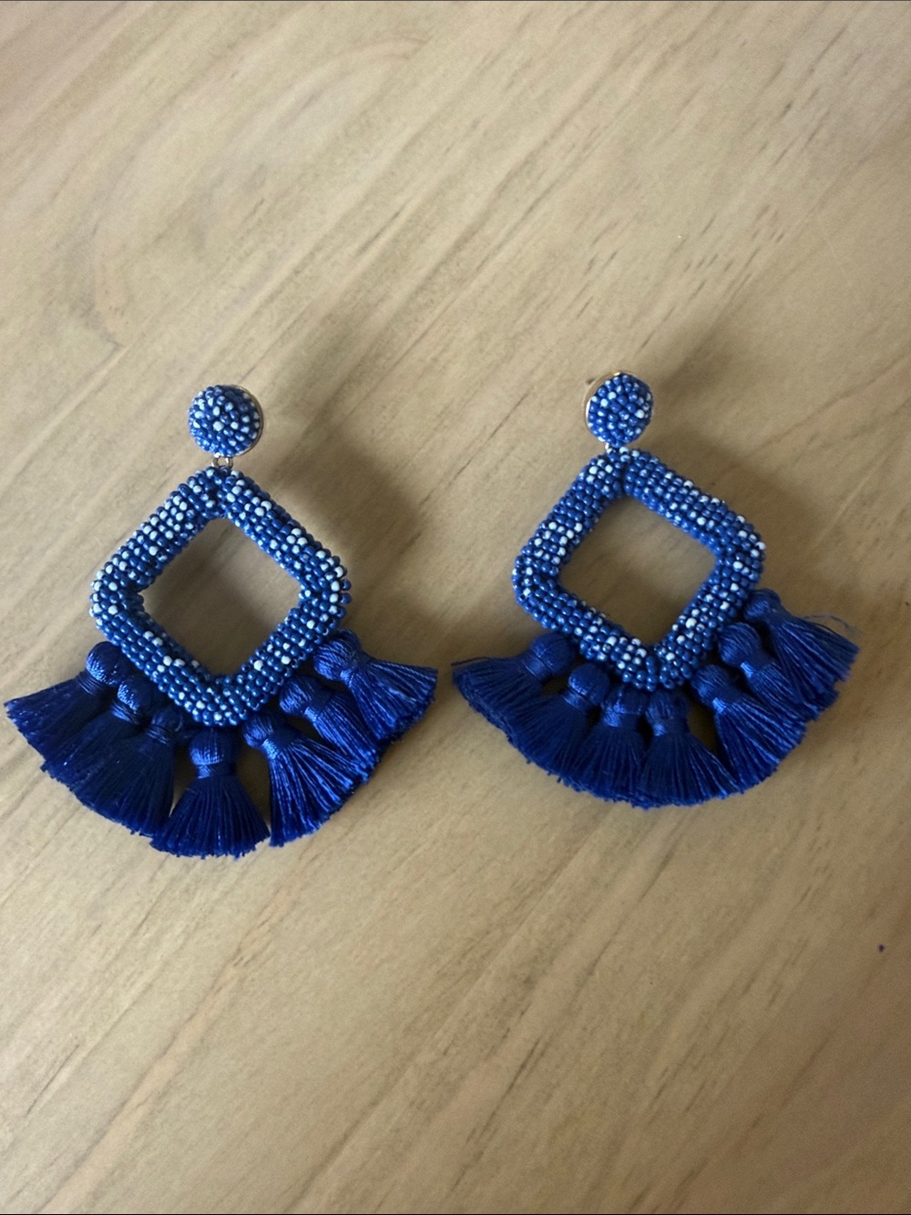 Baublebar blue beaded and tassel earring studs | colorful, vacation, resortwear